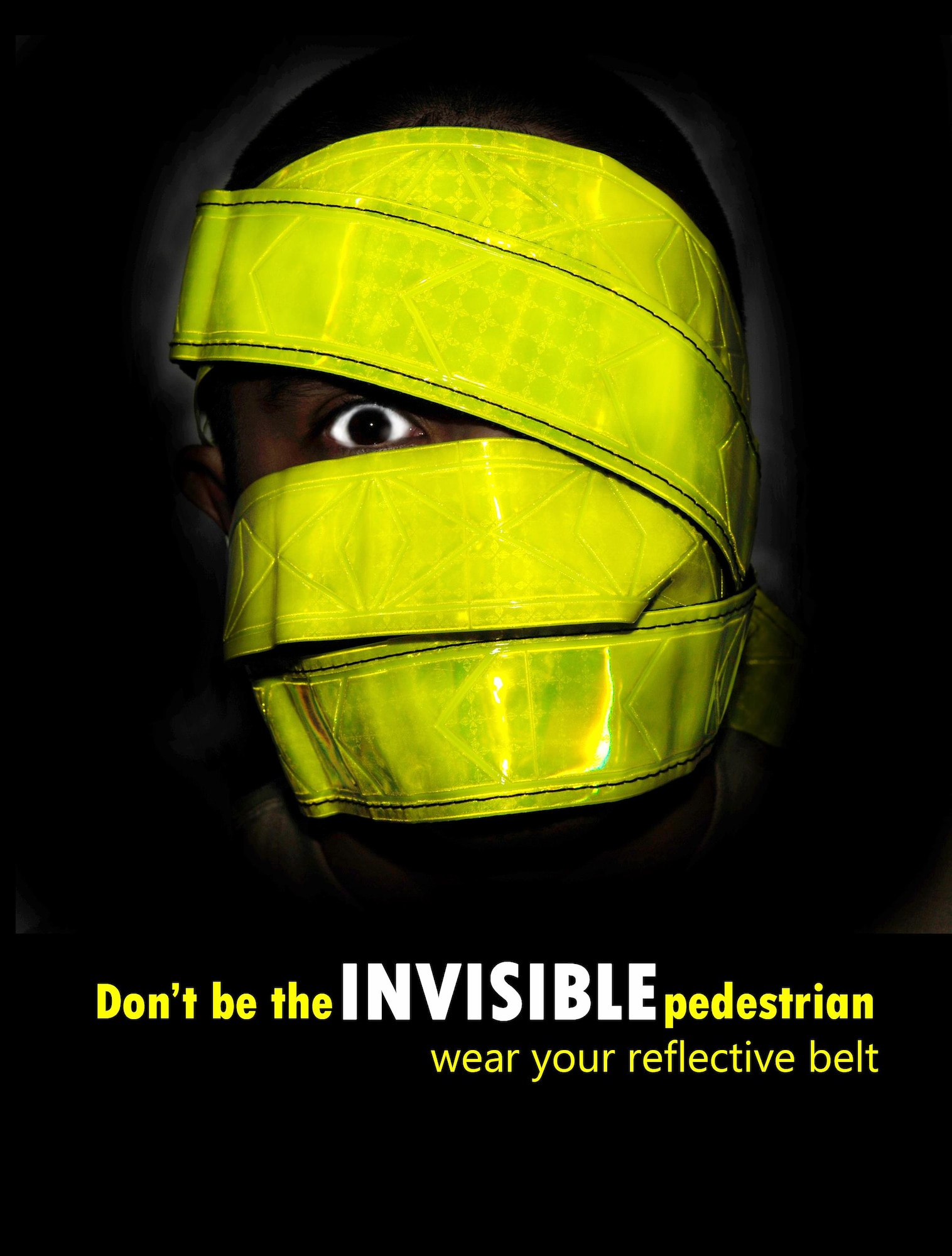During hours of darkness and limited visibility, military members in uniform, as well as Department of Defense civilian employees, who are in a paid duty status, are required to wear a reflective belt. Wearing reflective gear provides increased visibility to others. (U.S. Air Force Photo Illustration by Senior Airman Schelli Jones)
