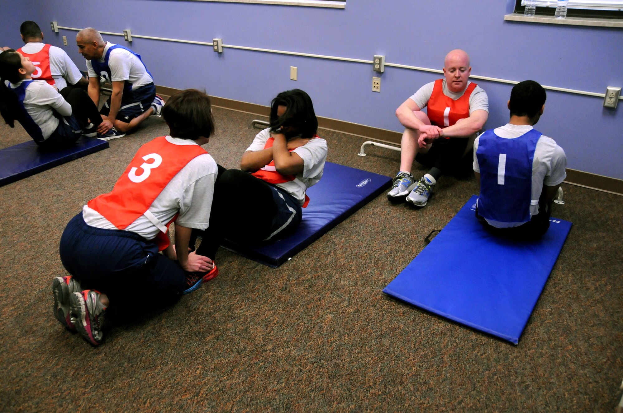 The 192nd Fighter Wing Services Flight staff organized and conducted its first PT evaluation for wing members on February 21, 2015 at Joint Base Langley-Eustis, Va. Previously, unit PT tests were conducted by the 633rd Air Base Wing Fitness Assessment Cell here. The 192nd Services Flight received the approval from Air Combat Command, A1 and the National Guard Bureau to establish their own FAC. The wing’s official FAC team assesses airmen on their strength and endurance to ensure they are fit to fight and ready to carry out the Air Force mission. (U.S. Air National Guard photo by Airman 1st Class Johnisa B. Roberts/Released)