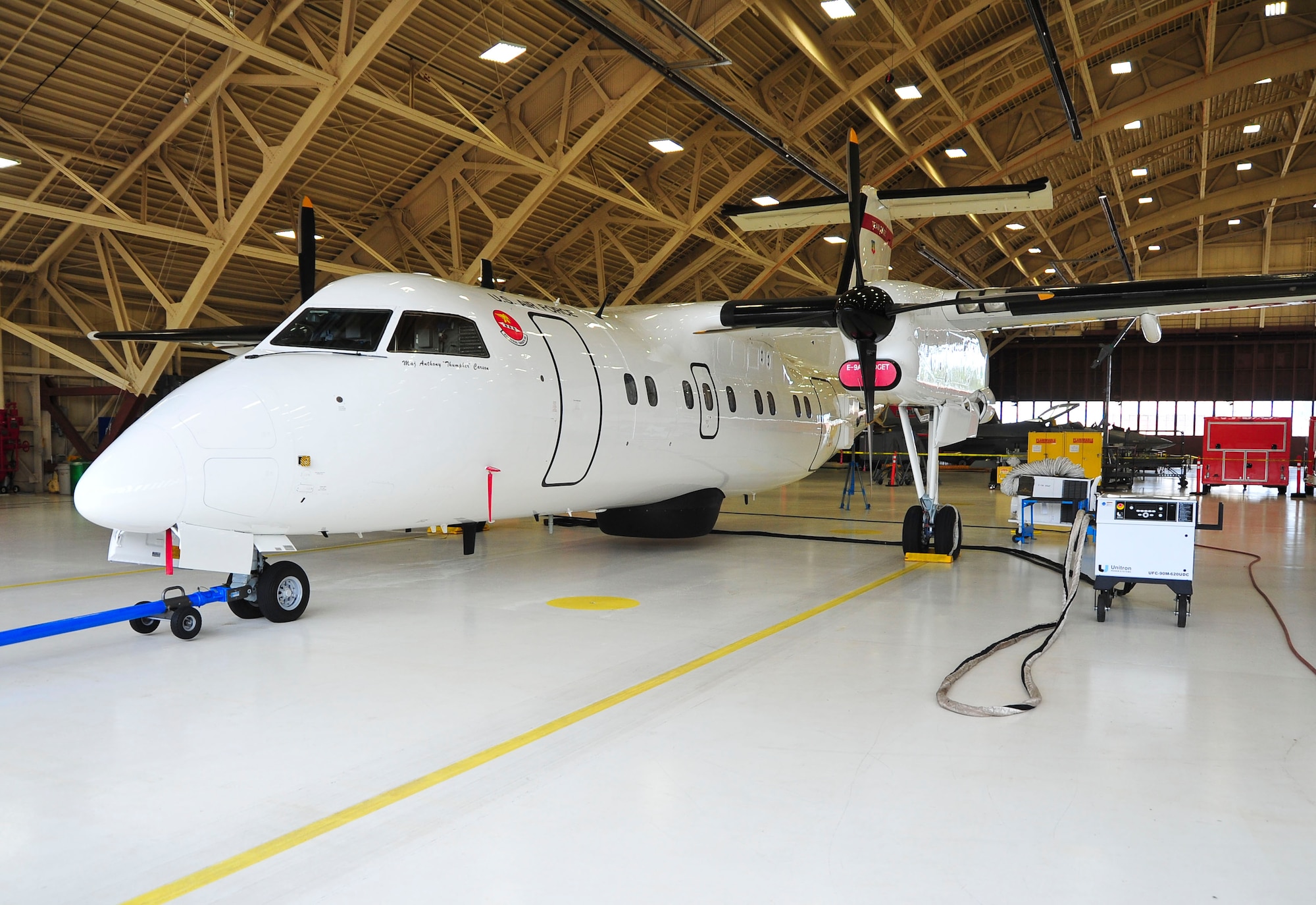 An E-9A Widget sits in hangar 5 Mar. 3 at the 82nd Aerial Target Squadron. This Widget is one of two in the Department of Defense inventory, and both of which are stationed at Tyndall. (U.S. Air Force photo by Airman 1st Class Dustin Mullen/Released)