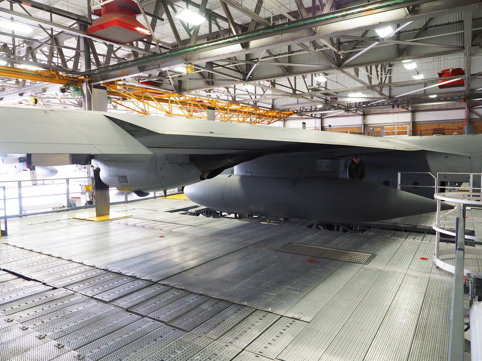 The expansive surfaces of the new ISO stand provides more than 7,000 square feet of work area. (Air Force Photo/Paul Zadach)