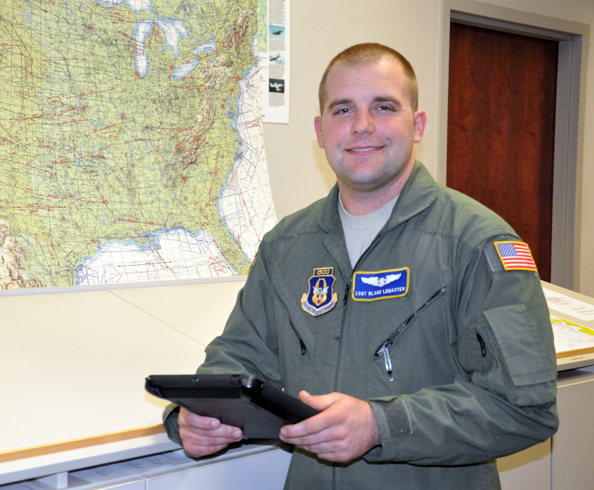 WRIGHT-PATTERSON AIR FORCE BASE, Ohio – Tech. Sgt. Blake LeMaster, 89th Airlift Squadron loadmaster, is the 445th Airlift Wing March 2015 Spotlight Performer. (U.S. Air Force photo/Capt. Elizabeth Caraway)