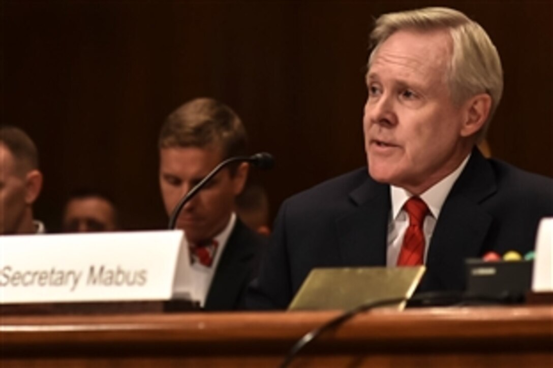 Navy Secretary Ray Mabus testifies before the Senate Appropriations Committee's defense subcommittee on the proposed budget for fiscal year 2016 in Washington, D.C., March 4, 2015.