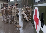 Medics from Headquarters and Headquarters Troop, 2nd Cavalry Regiment, trained with medics from the Latvian Armed Forces Infantry Brigade Combat Support Services Medical Corp. at Adazi Military Base, Latvia, on March 2, 2015. This exchange of familiarization training demonstrates how the United States shares a commitment to promoting a peaceful and stable Europe with our NATO Allies.