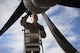 U.S. Air Force Tech. Sgt. James DiPalma, 27th Special Operations Aircraft Maintenance Squadron crew chief, performs intake and exhaust checks on an MC-130J Commando II Dec. 18, 2014 at Cannon Air Force Base, N.M.  The checks ensure that there are no foreign objects endangering the gunship's engines. (U.S. Air Force Photo/ Airman 1st Class Shelby Kay-Fantozzi)