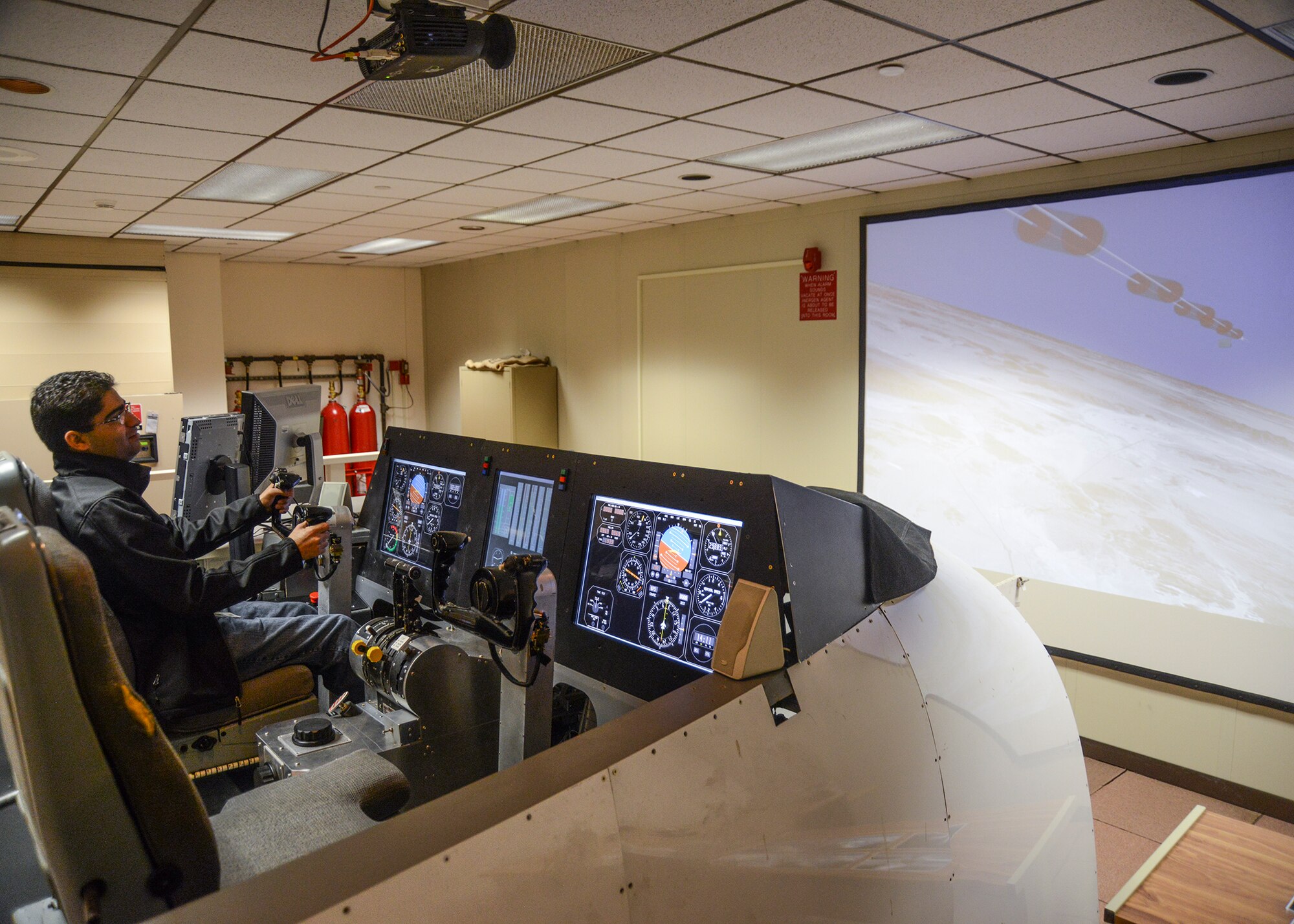 In "Simulator Alley" visitors were invited to “fly” a number of simulated aircraft including a C-17 (pictured), F-16 and F-18. (U.S. Air Force photo by Rebecca Amber)