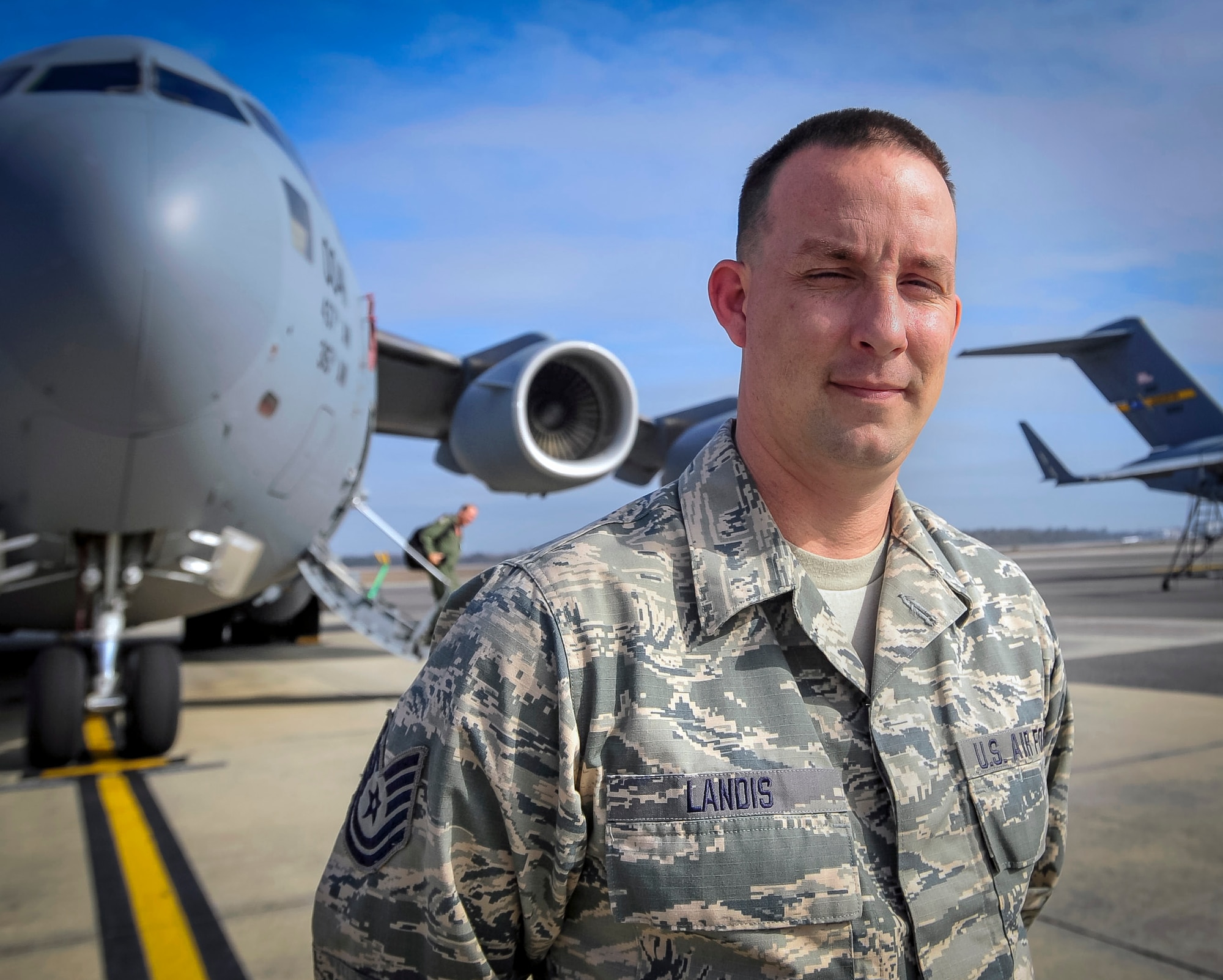 Tech Sgt. Jeffrey Landis, 315th Maintenance Squadron, who recently helped save a family from a burning home while on his way home from a Reserve weekend at Joint Base Charleston, S.C. has also recently been selected as the Harlem Globetrotters' Hometown Hero for their March 10 game in North Charleston.  (U.S. Air Force Photo by Senior Airman Thomas Brading)