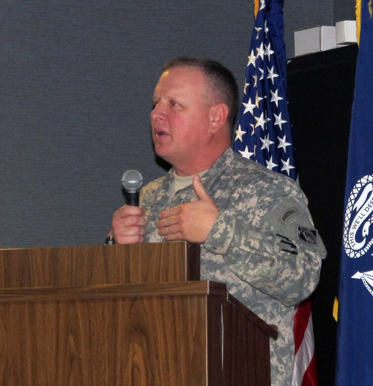 Huntsville Center Commander Col. Robert Ruch provides remarks.