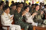 In this file photo, U.S. Marine Corps Brig. Gen. Steven Rudder, commanding general, 1st Marine Air Wing(right), watch the dedication ceremony for the Ban Chan Khrem Elementary School, during Exercise Cobra Gold 2015 in Chanthaburi, Thailand, Feb. 17, 2015.The dedication ceremony was held to recognize the work done as well as to celebrate with the local community on the construction of a new classroom. 