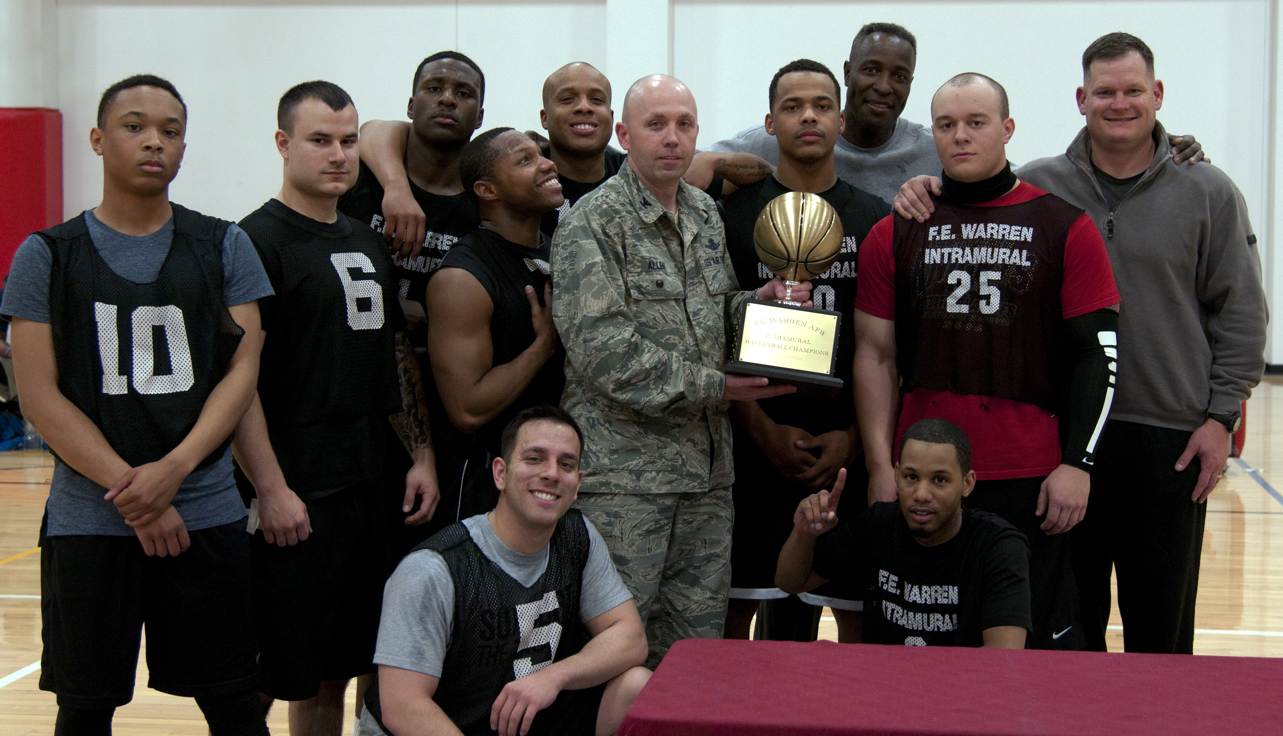 90th SFG takes home B ball Championship Trophy F.E. Warren Air