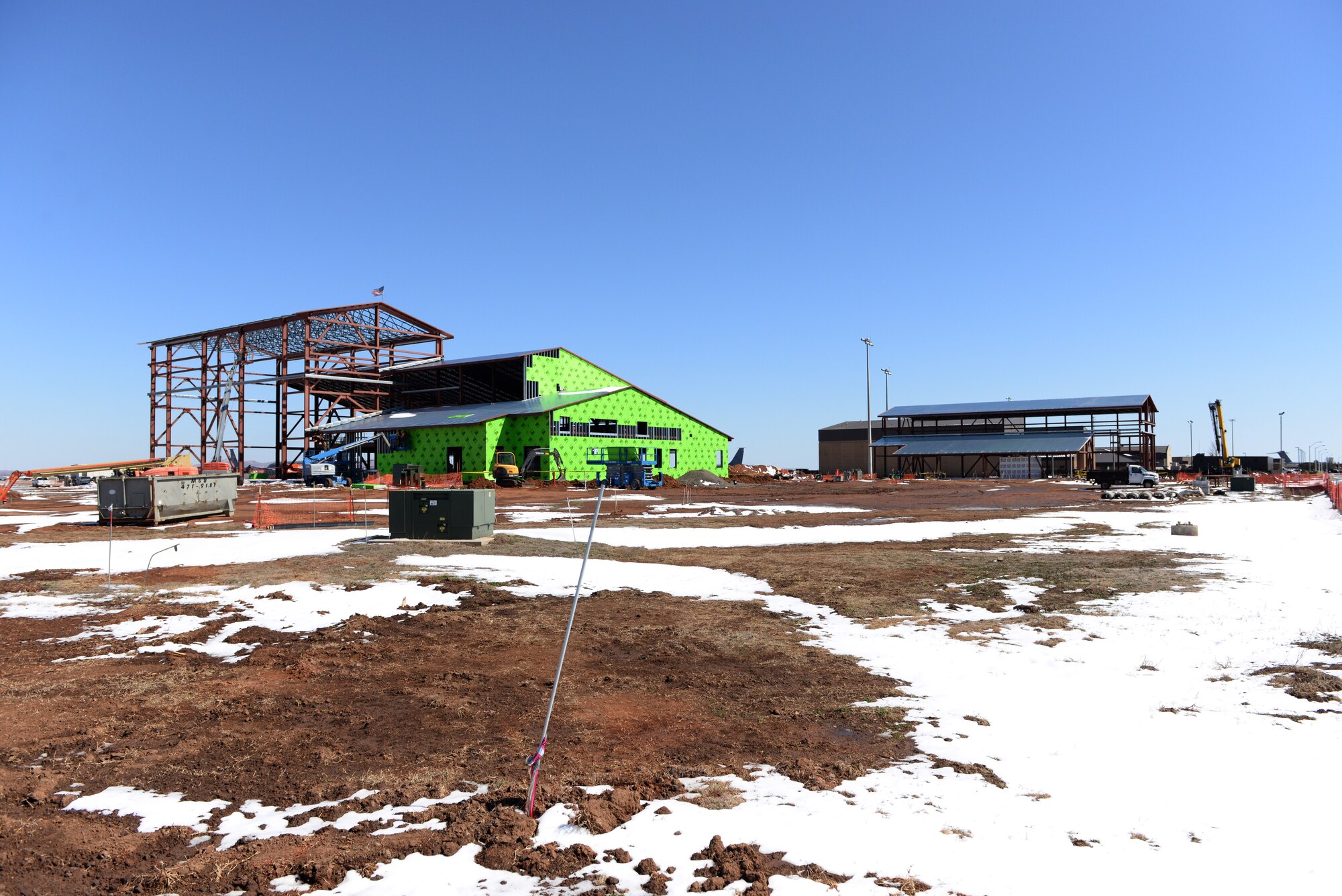ALTUS AIR FORCE BASE, Okla. – Construction crews continue to build a U.S. Air Force KC-46 Pegasus refueling aircraft flight training facility and fuselage trainer, March 5, 2015. Both projects are scheduled for completion in December 2015. (U.S. Air Force photo by Airman 1st Class Megan E. Acs/Released)