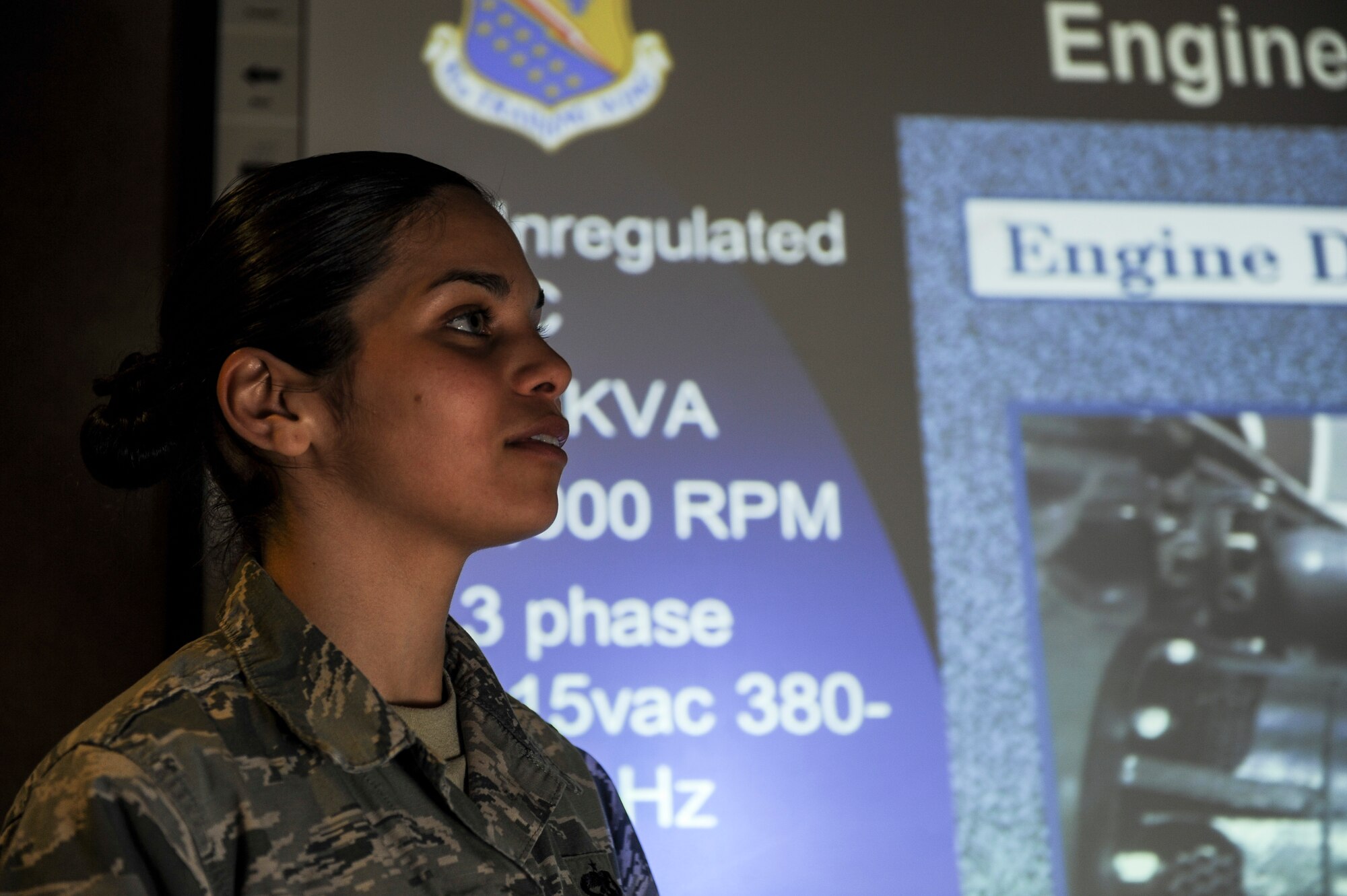 Staff Sgt. Glorimar Toro, a 373rd Training Squadron aerospace maintenance instructor, teaches pipeline students March 3, 2015, at Little Rock Air Force Base, Ark. Toro personally taught 18 classes in 2014, amassing 1,808 hours of instructing. (U.S. Air Force photo/Senior Airman Cliffton Dolezal)
