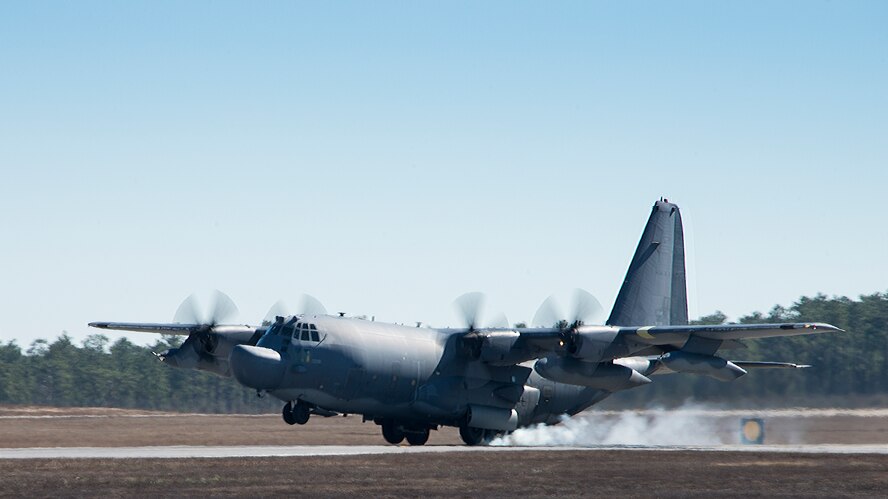 A C-130 lifts off while doing some pattern work on Duke Field’s flightline Jan. 28.  (U.S. Air Force photo/Tech. Sgt. Jasmin Taylor)