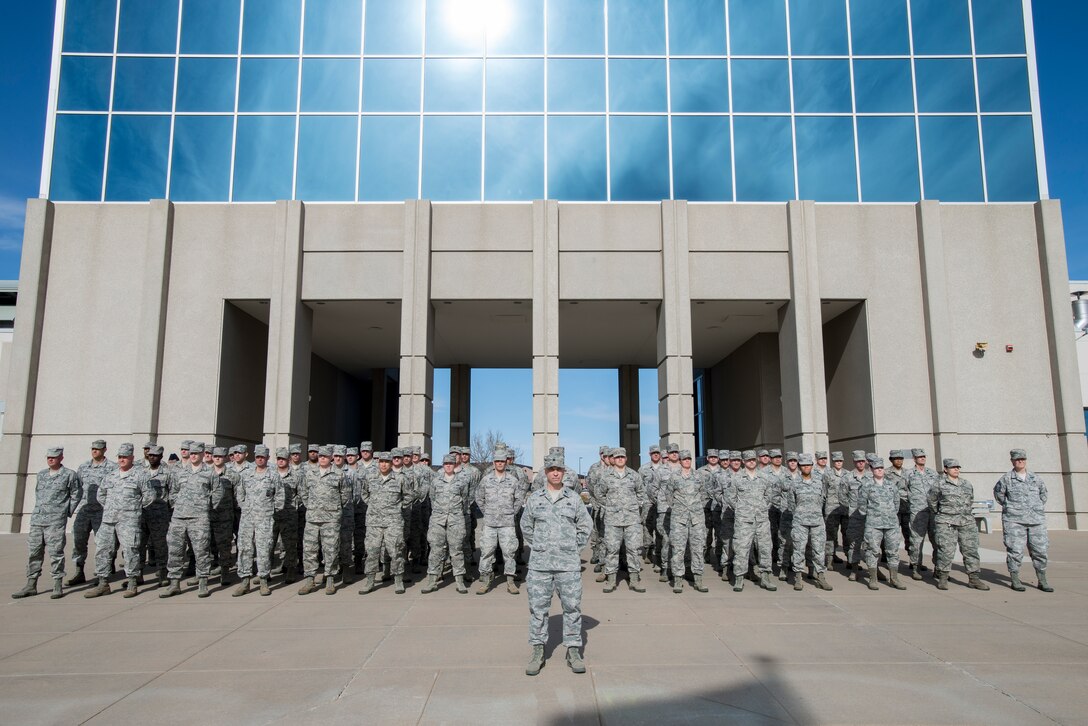 Colorado Air National Guard 140th Civil Engineer Squdron, 140th Wing, group photo. The 140 CES is the recipient of the 2014 Air National Guard William L. Deneke Award and the 2014 Society of American Military Engineers Curtin Award; both awards are the top two awards a CE unit in the ANG and the United States Air Force can receive. (U.S. Air National Guard photo by, Tech. Sgt. Wolfram M. Stumpf)