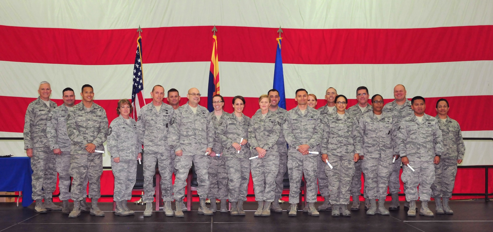 The 161st Air Refueling Wing, Phoenix Air National Guard Base, held its annual awards ceremony March 8, which recognized Airmen who completed their Community College of the Air Force associates degree in 2014. (U. S. Air National Guard photo by Master Sgt. Kelly M. Deitloff) 