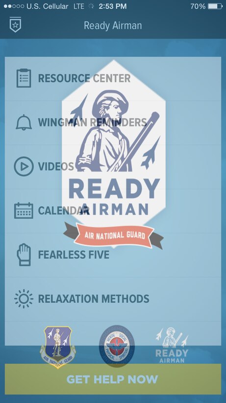 The Ready Airman app features many sections with which one may find resources for their well being, such as mental health and personal safety. 