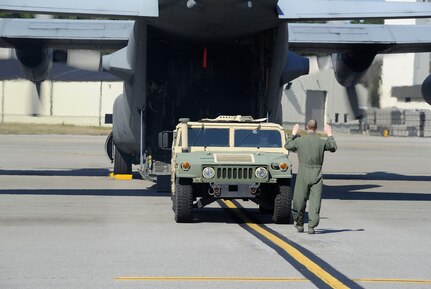 Airmen from the 81st Aerial Port Squadron at Joint Base Charleston, South Carolina trained with members from the 934th Airlift Wing's 27 APS, Minneapolis-St. Paul International Airport Air Reserve Station, Minn. here March 7-8, 2015.  The purpose of the joint training was to allow Airmen from the 81 APS an opportunity to practice loading and off-loading a C-130 aircraft while also preparing for the upcoming Port Dawg Challenge.  Airmen from the 27 APS were exposed to the Global Air Transpiration Execution System, a single post/terminal processing and management system for the Department of Defense. (U.S. Air Force photo by Staff Sgt. Bobby Pilch)