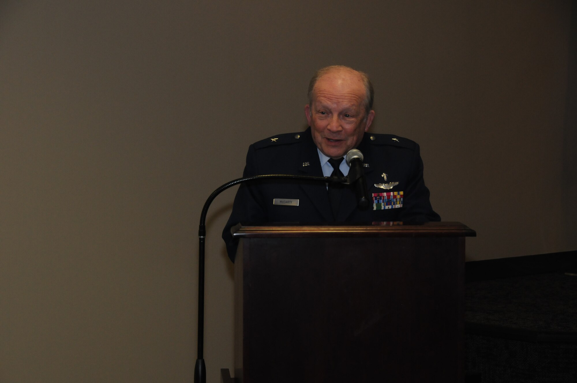 Chaplain Tom Smith was promoted to the rank of colonel, March 7, 2015, during a formal pinning ceremony presided by Brig. Gen. (ret) H. D. McCarty held at Ebbing Air National Guard Base, Fort Smith, Ark. Smith served as a chaplain for more than 30 years and recently assumed the position of Joint Force Headquarters Command chaplain for the state of Arkansas. (U.S. Air National Guard photo by Senior Airman Cody Martin/released)