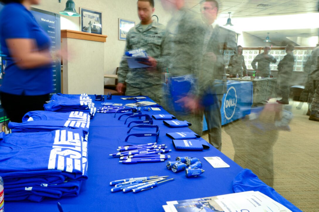 Will Rogers Air National Guard Base hosts over 10 civilian and military employers during a career fair at WRANGB, Oklahoma City, Okahoma, Saturday, March 7, 2015. Current members of the 137th ARW were given opportunities at full-time job opportunities.  (U.S. Air Force photo by Airman 1st Class Tyler Woodward/released)