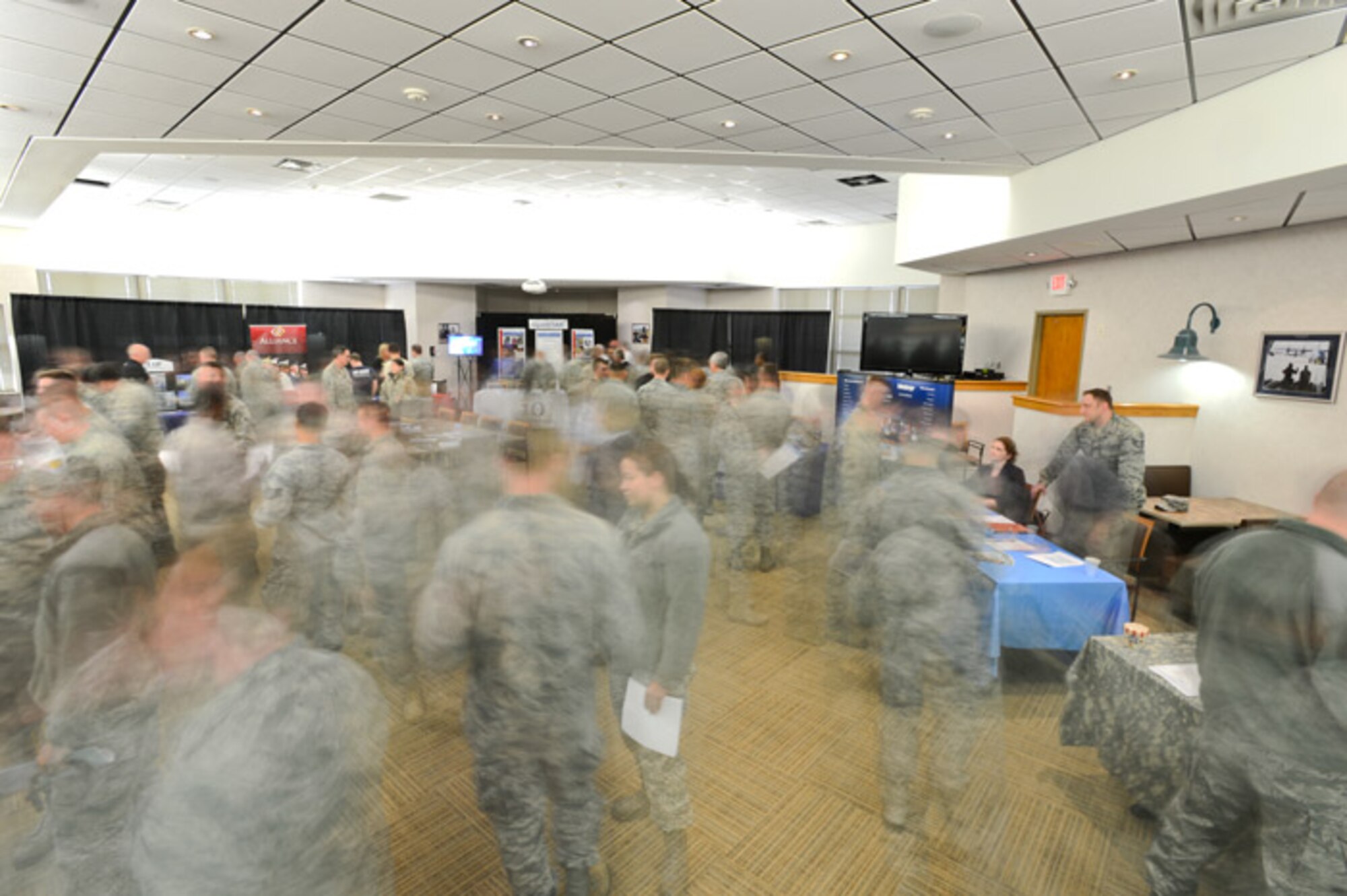 Will Rogers Air National Guard Base hosts over 10 civilian and military employers during a career fair at WRANGB, Oklahoma City, Okahoma, Saturday, March 7, 2015. Current members of the 137th ARW were given opportunities at full-time job opportunities.  (U.S. Air Force photo by Airman 1st Class Tyler Woodward/released)