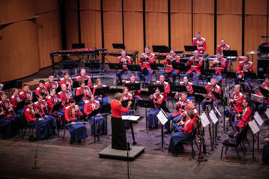 March 8, 2015, at Rachel M. Schlesinger Concert Hall and Arts Center in Alexandria, Va., the Marine Band performed the concert "From the Land of the Northern Lights" featuring music by Scandinavian composers. (U.S. Marine Corps photo by Staff Sgt. Brian Rust/released)
