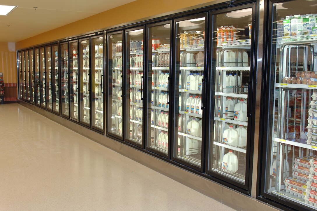 Construction at the Commissary at Fort Eustis, Va., includes installation of new refrigerators and freezers. Customers can also expect wider aisles and a new produce section. (U.S. Air Force photo by Staff Sgt. Teresa J. Cleveland/Released)