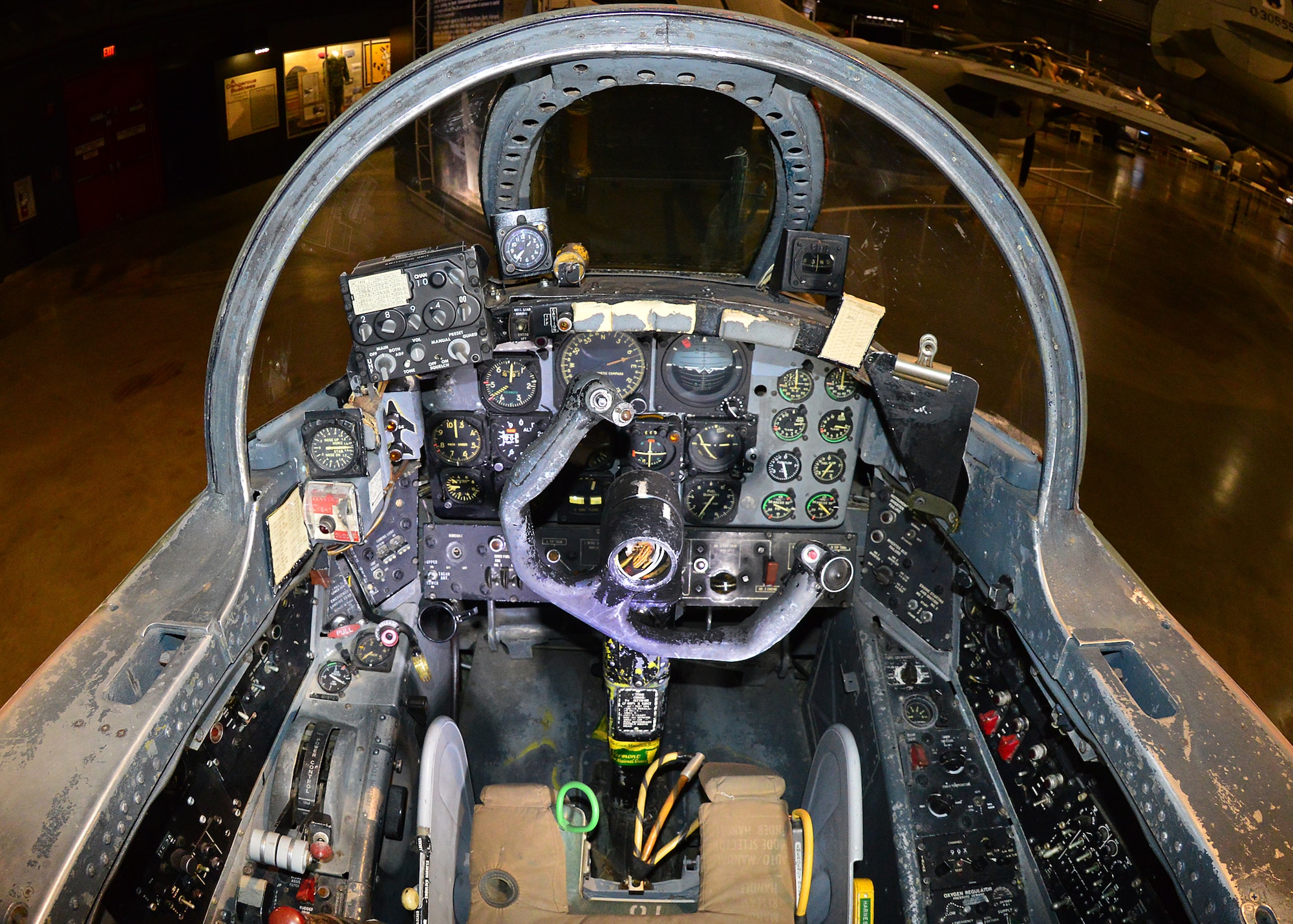 DAYTON, Ohio -- Martin B-57B Canberra front cockpit view in the Southeast Asia War Gallery at the National Museum of the U.S. Air Force. (U.S. Air Force photo by Ken LaRock)