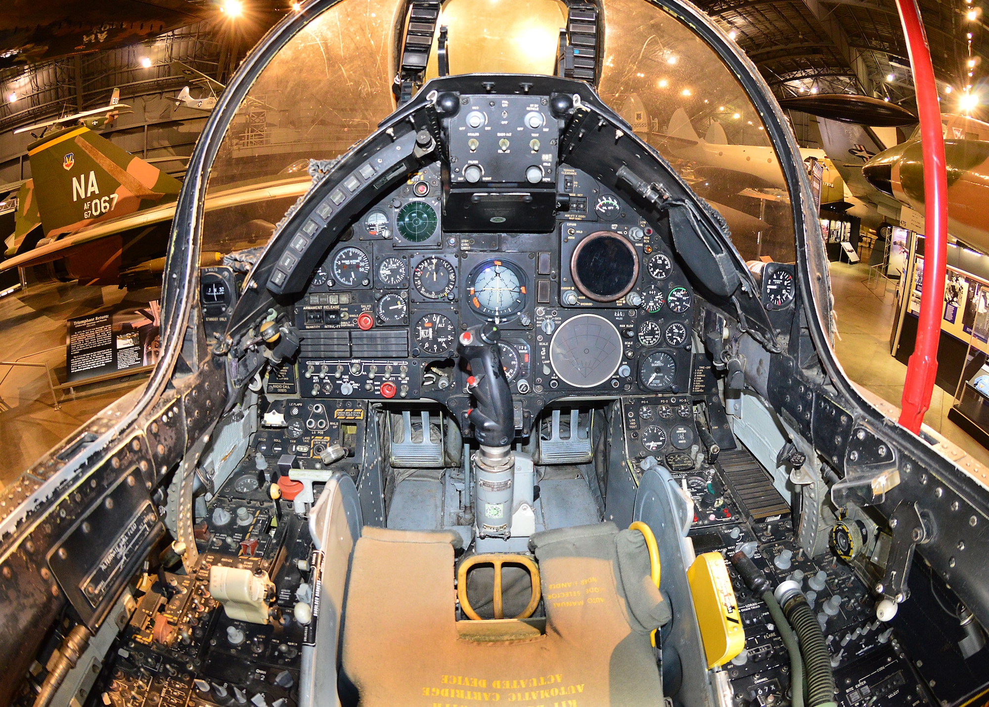 DAYTON, Ohio - LTV A-7D Corsair II cockpit in the Southeast Asia War Gallery at the National Museum of the U.S. Air Force. (U.S. Air Force photo by Ken LaRock)