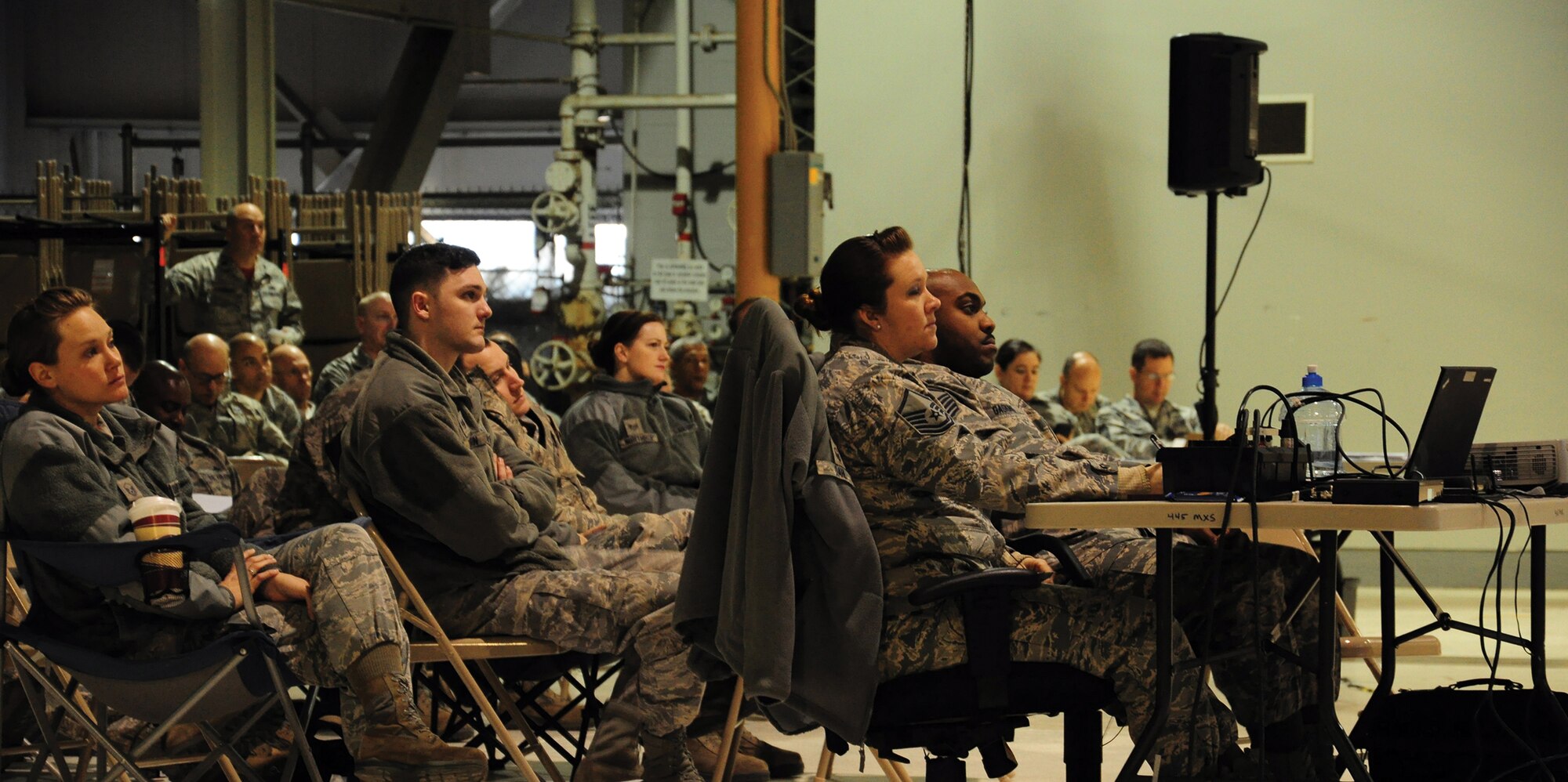 WRIGHT-PATTERSON AIR FORCE BASE, Ohio - Airmen from 445th Maintenance Group Squadron participate in operations security training during the February 7 unit training assembly. (U.S. Air Force photo/Tech. Sgt. Patrick O'Reilly)