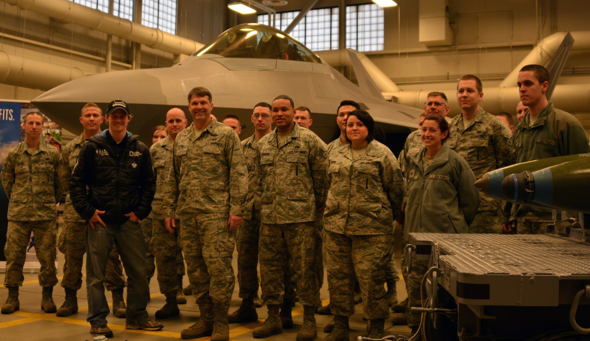Two-time Iditarod champion, Dallas Seavey visits with members of the Air Force Reserve’s 477th Fighter Group and active duty Airmen from the 3rd Wing. This year marks the 43rd running of the Iditarod and the first year of the Air Force Reserve’s sponsorship. (U.S. Air Force/Tech. Sgt. Dana Rosso)