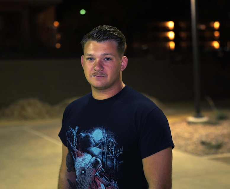 Lance Cpl. Alexander L. Rood, food service specialist, 3rd Light Armored Reconnaissance Battalion, native of Sacramento, Calif., was 15 years old when he played his first show for a crowd of 200 people. He draws inspiration from bands such as Danzig, Blink-182 and The Doors. (Official Marine Corps photo by Lance Cpl. Medina Ayala-Lo/Released)