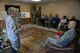 Lt Col. Christine Blice-Baum, 375th Air Mobility Wing Chaplain, talks to Lt. Gen. Carlton D. Everhart II, 18th Air Force commander, about what the chapel accomplishes through confidential counseling, religious and meditation services at Scott Air Force Base, Illinois, March 6, 2015. The discussion focused on how the chapel can continue to reach out to the population with events and amenities they need and want.  The chapel has the capability to serve several religions, including Wiccan, Buddhism and Baha’i. (U.S. Air Force photo by Airman 1st Class Erica Crossen)