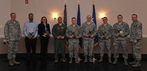 The 2014 Eighth Air Force Annual Awards winners pose for a group photo on Barksdale Air Force Base, La., March 10, 2015. (U.S. Air Force photo/Senior Airman Joseph Raatz)