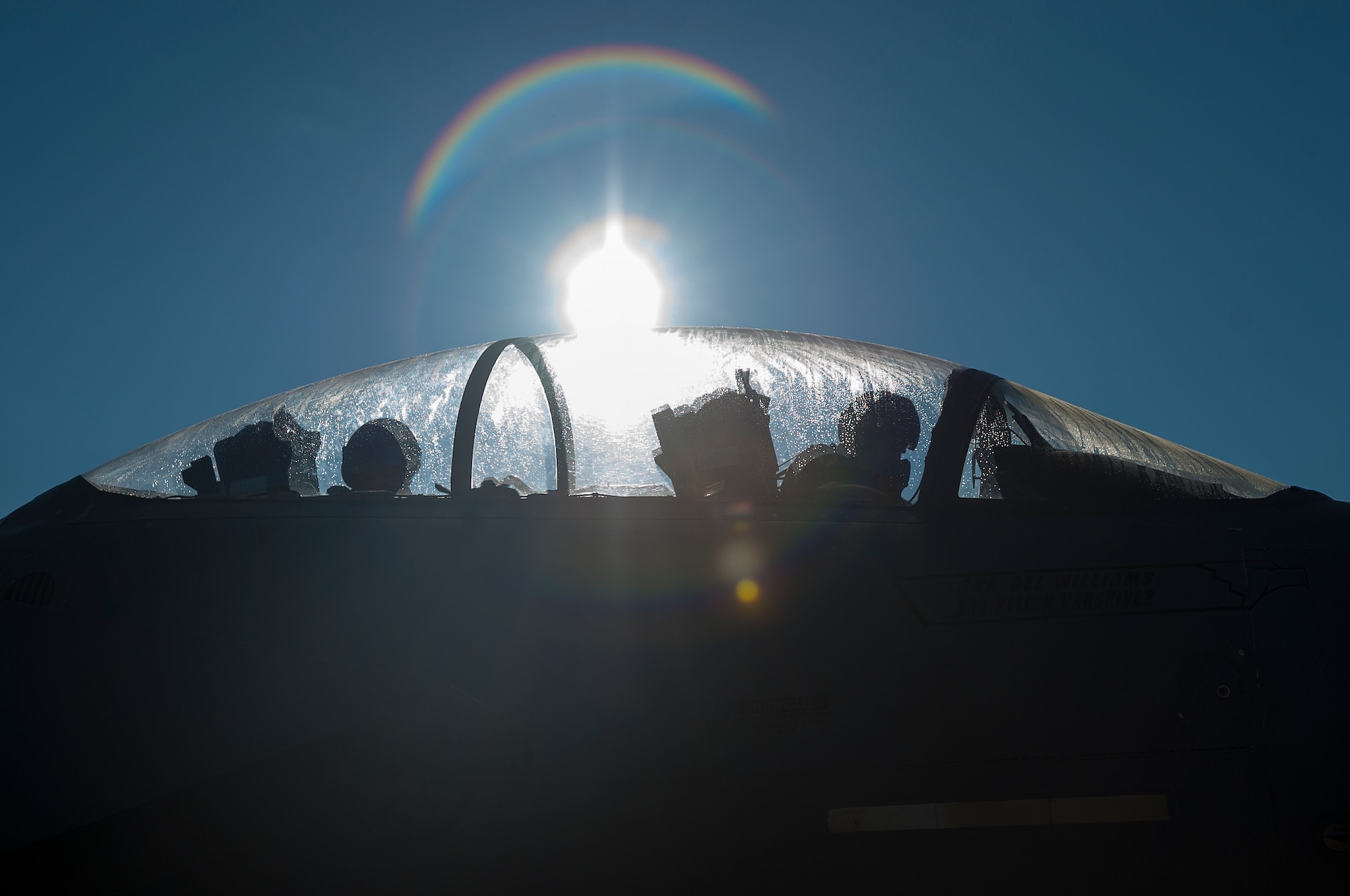 From left, Capt. Ryan Leavitt, 334th Fighter Squadron weapons system officer instructor, and 1st Lt. AJ Brothersen, 334th FS student pilot prepare for a training flight, Dec. 10, 2014, at Seymour Johnson Air Force Base, North Carolina. The 4th Fighter Wing is home to two F-15E fighter training squadrons that all Strike Eagle pilots and weapons systems officers must attend before becoming operational. (U.S. Air Force photo/Airman Shawna L. Keyes)   