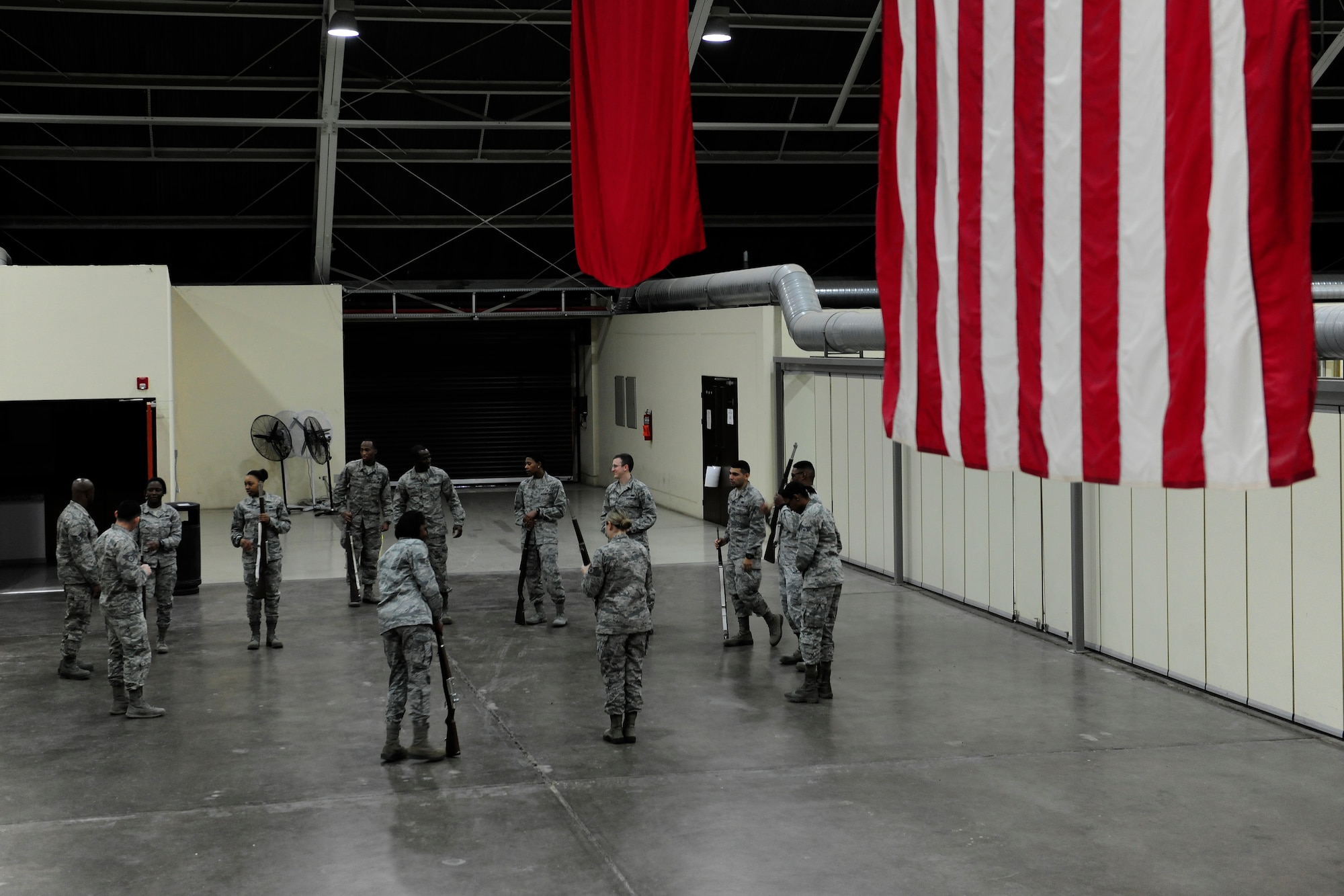 Incirlik Air Base Honor Guard guardsmen practice drill movements March 5, 2015, at Incirlik Air Base, Turkey. The guardsmen practice regularly to ensure they look their best while performing ceremonial duties around base. (U.S. Air Force photo by Senior Airman Krystal Ardrey/Released)