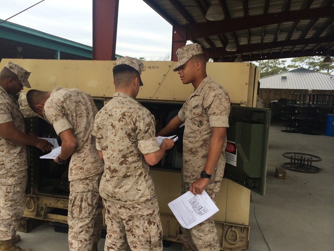 Marines perform an operations practical application.