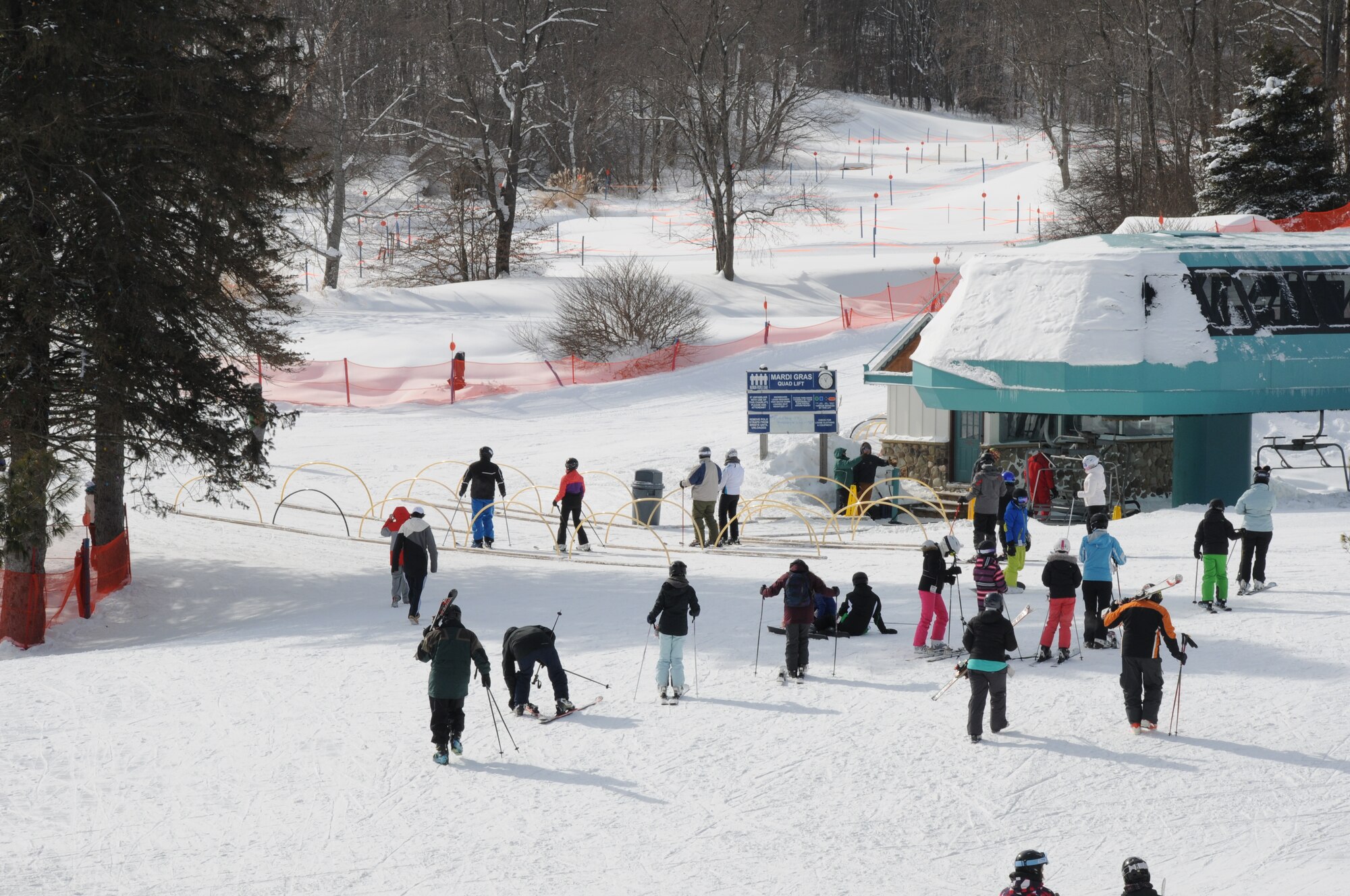 Members of the 914th Airlift Wing walk to the lift at Holiday Valley Ski Resort in Ellicottville, New York on Feb 16, 2015. Personnel were participating in a 914th AW sponsored event. (U.S. Air Force photo by Staff Sgt. Matthew Burke)