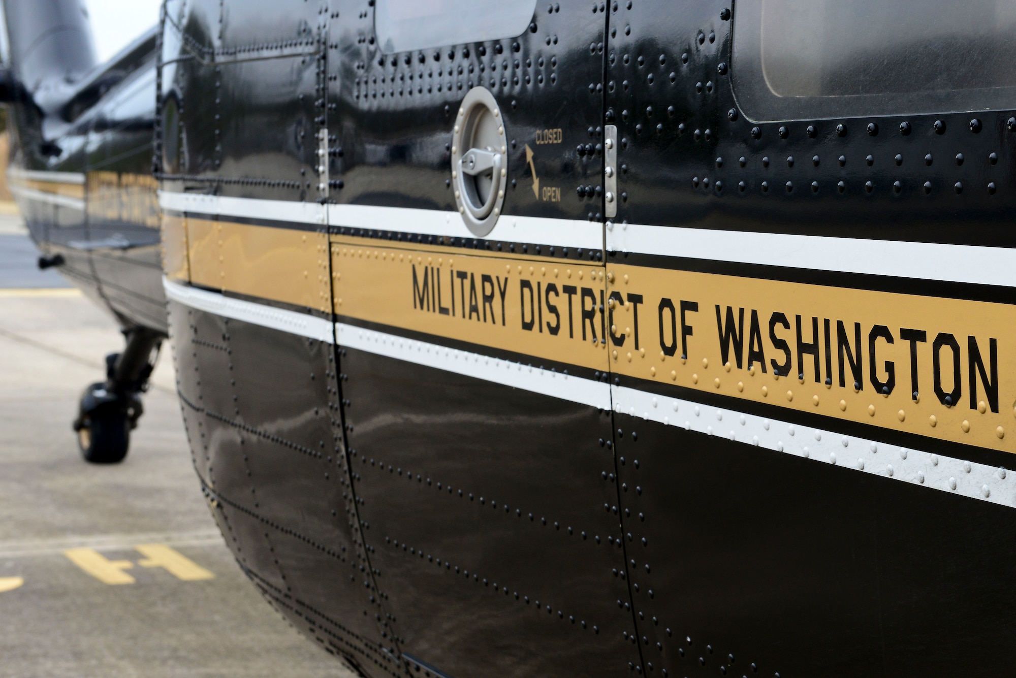 A 30-year-old VH-60Blackhawk helicopter landed at Felker Army Airfield to become the newest addition at the U.S. Army Transportation Museum at Fort Eustis, Va., March 10, 2015. The helicopter is set to be de-militarized in order to stand on display at the museum’s aviation pavilion. (U.S. Air Force photo by Senior Airman Kimberly Nagle/Released)