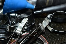 Oil change tools rest on a tool box in the Auto Hobby Shop March 10, 2015, at Moody Air Force Base, Ga. The shop mechanics service Team Moody members’ vehicles. (U.S. Air Force photo by Airman 1st Class Kathleen D. Bryant/Released)