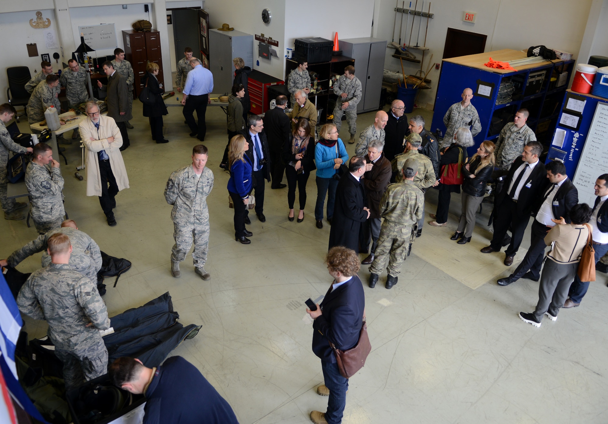 Members of the NATO parliamentary assembly and their staff toured the 39th Civil Engineer Squadron Explosive Ordinance Disposal building March 11, 2015, at Incirlik Air Base, Turkey. NATO parliamentary assembly members visited the base during a tour to get insight on the base, mission and capabilities. (U.S. Air Force photo by Staff Sgt. Caleb Pierce/Released)
