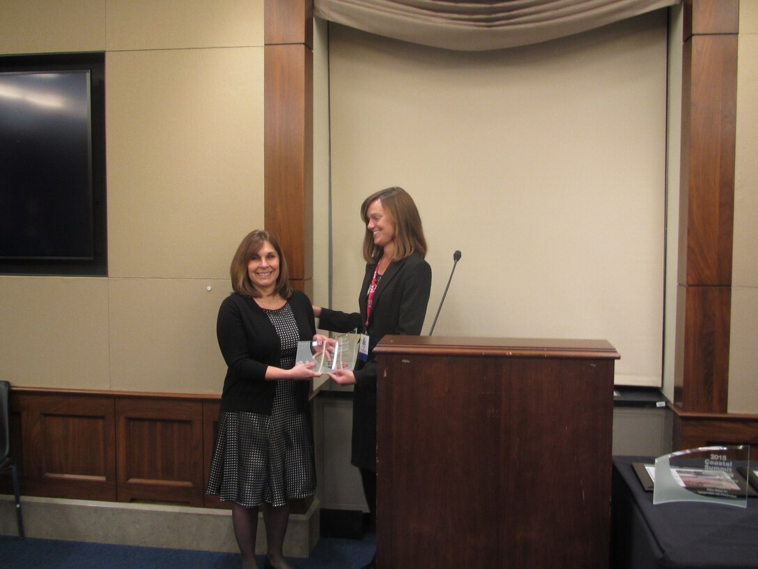 Monica Chasten, Operations Project Manager for the U.S. Army Corps of Engineers’ Philadelphia District, was honored with the Army Corps of Engineers Award by the American Shore & Beach Preservation Association (ASBPA) during a ceremony at the Rayburn House Office Building in Washington, D.C. in February of 2015.  ASBPA bestows the honor to an individual who makes significant contributions to coastal projects.  