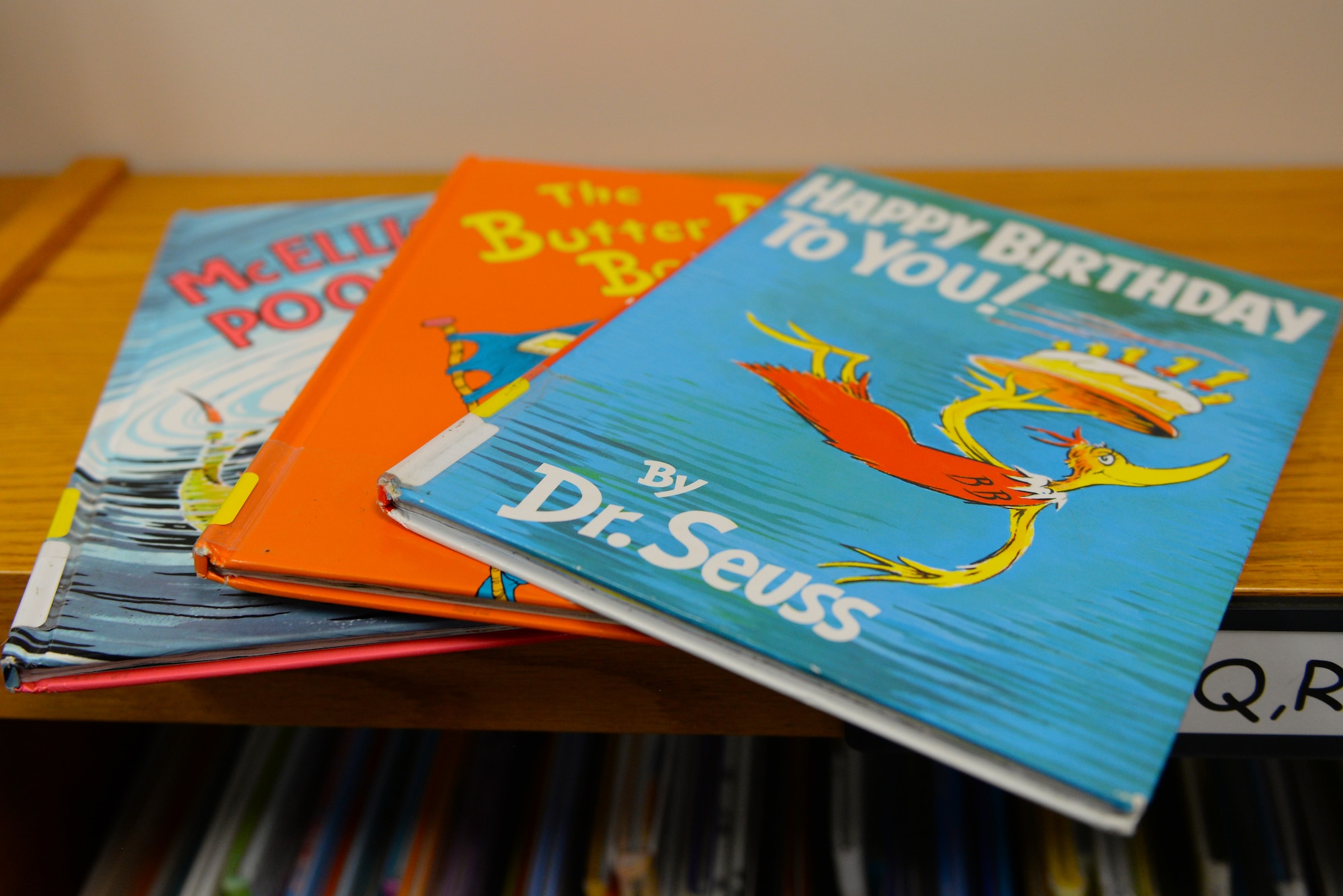 Dr. Seuss wrote more than 44 children's books over his career as an author, to celebrate his life's work, the library at Scott Air Force Base, Illinois held a birthday party in his honor on March 5, 2015. The party time included crafts, story time, and birthday cake. (U.S. Air Force photo by Senior Airman Sarah Hall-Kirchner/Released)