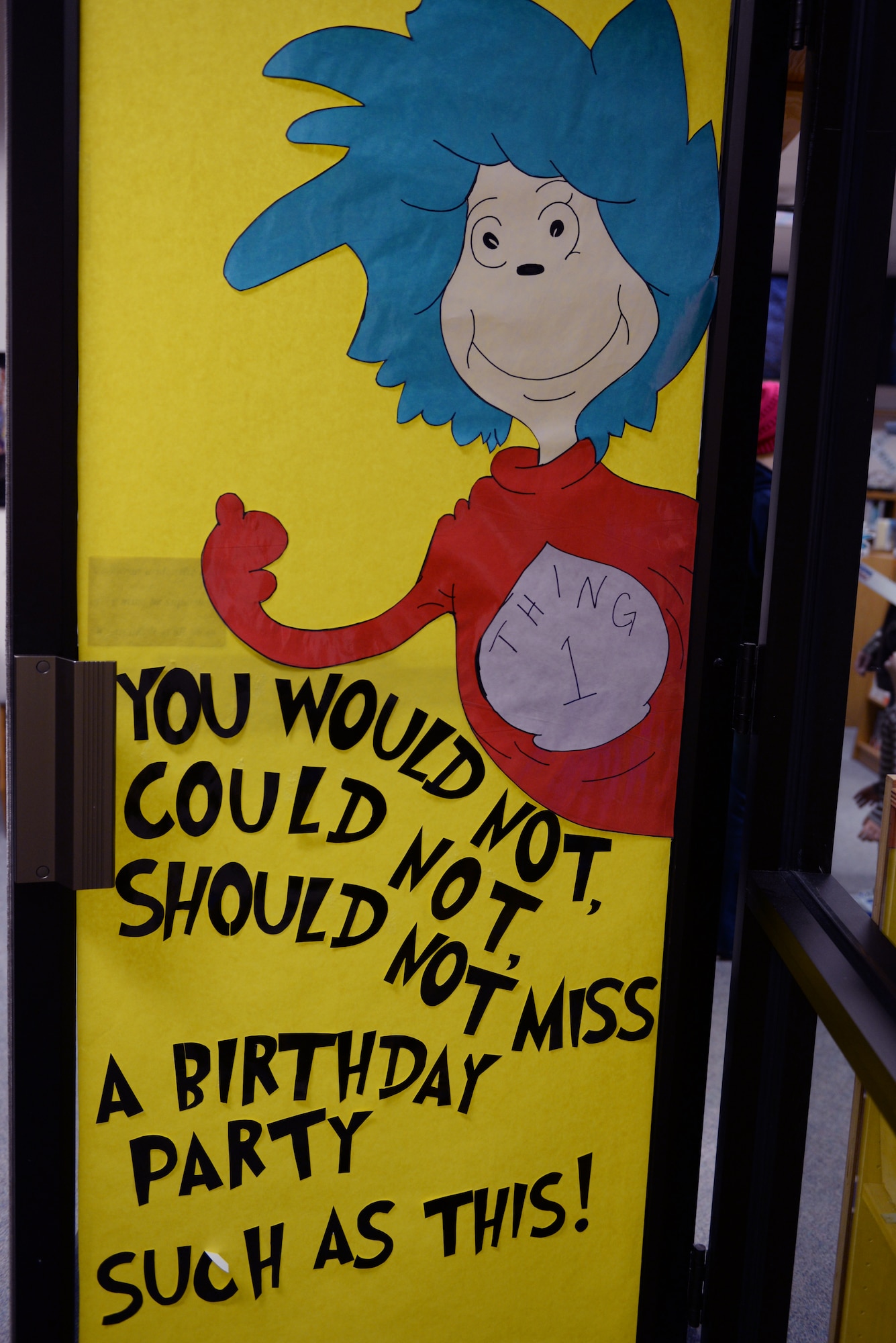 Dr. Seuss wrote more than 44 children's books over his career as an author, to celebrate his life's work, the library at Scott Air Force Base, Illinois held a birthday party in his honor on March 5, 2015. The party time included crafts, story time, and birthday cake. (U.S. Air Force photo by Senior Airman Sarah Hall-Kirchner/Released)