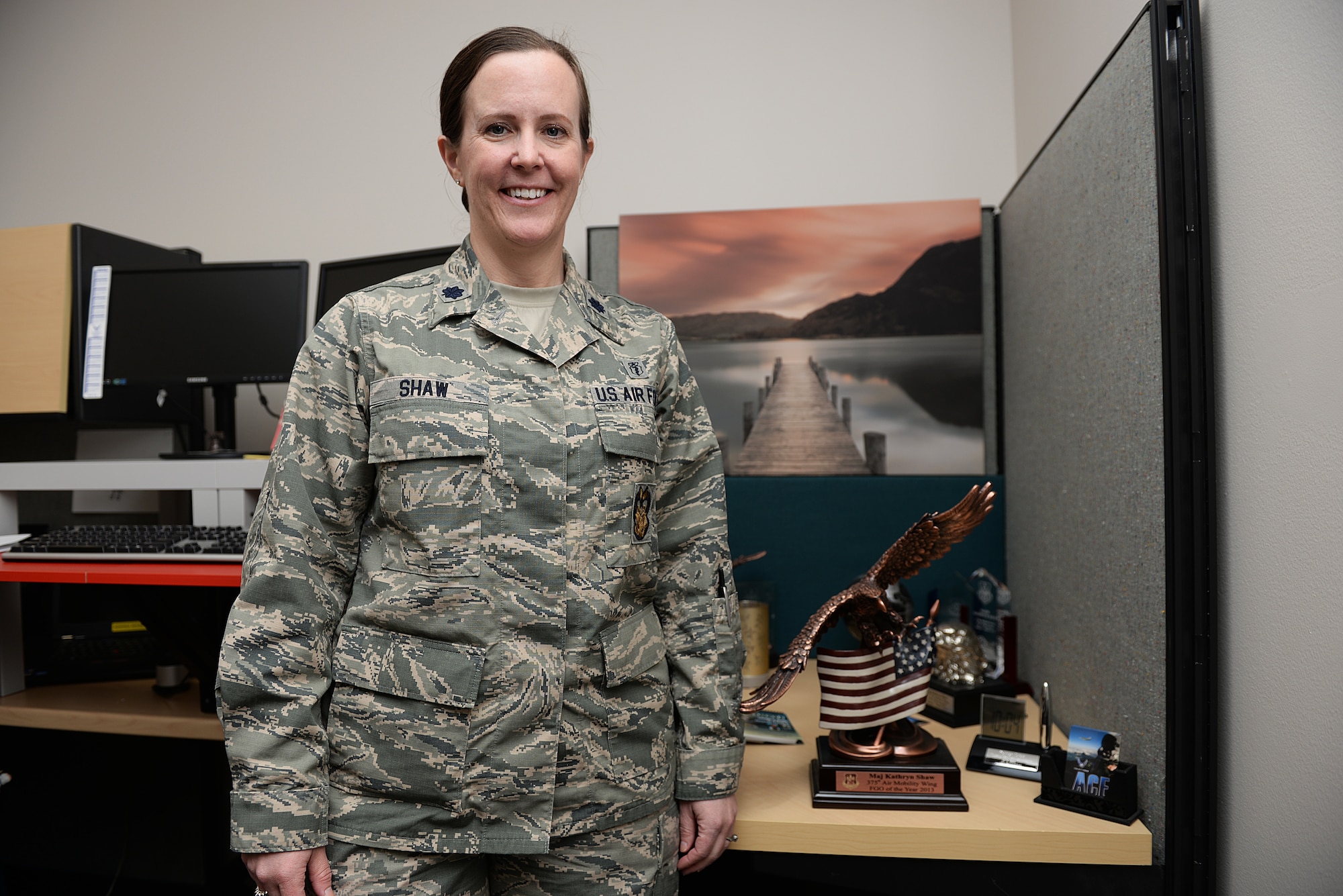 Lt. Col. Kathryn Shaw, a Laboratory Officer and now the Scott Air Force Base Deputy Inspector General, was recently recognized as the 2014 Biomedical Category III Officer of the Year by the Air Force Medical Service. She earned the award through accomplishments like the new Commanders’ Inspection Program that helped Scott reach full operational capability status by the Air Force 2014 deadline. (U.S. Air Force photo/Senior Airman Joshua Eikren)