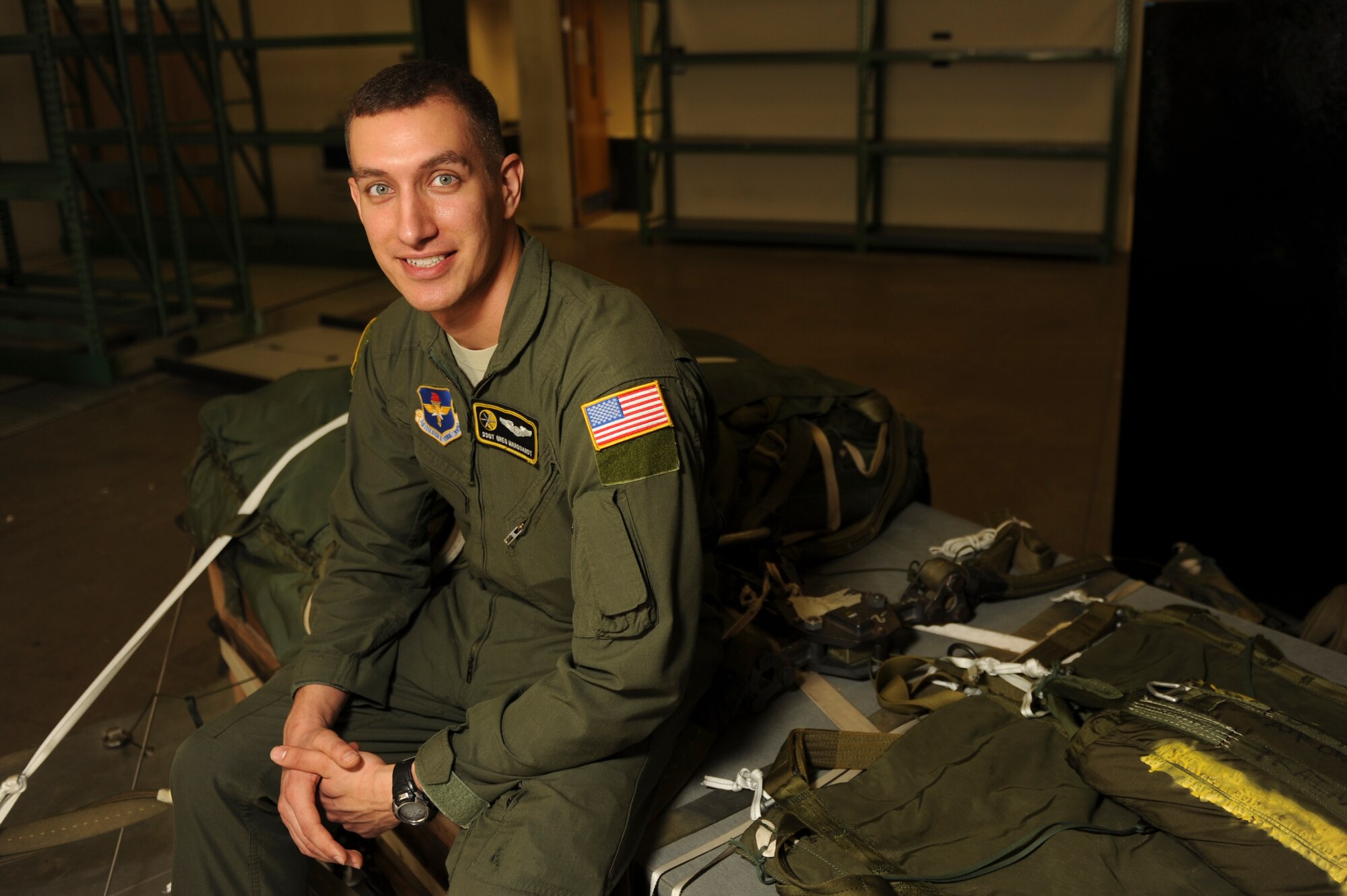 Staff Sgt. Greg Marquardt, a 48th Airlift Squadron C-130J Formal Training Unit instructor loadmaster, was named Combat Airlifter of the Week March 10, 2015, at Little Rcok Air Force Base, Ark. Marquardt, a Oconta Falls, Wis., native, instructed 34 loadmasters and led five self-aid buddy-care classes. (U.S. Air Force photo by Airman 1st Class Scott Poe)