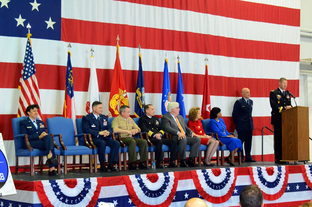 Commanders from units assigned to Dobbins ARB and community leaders of Cobb county attend the annual Dobbins After Hours event here, Mar. 12, 2015.  The Dobbins After Hours event is sponsored by the 94th Airlift Wing to give members of the local community an opportunity to see, under one roof, the diverse missions carried out here on this joint base. (U.S. Air Force photo/ Brad Fallin /Released)