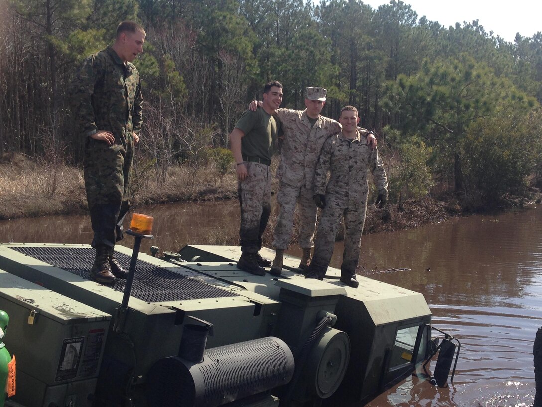 Marines from 8th Communication Battalion Motor Transport conducting wrecker training at LZ Falcon during the II MHG Field Exercise on 13 March 2015.