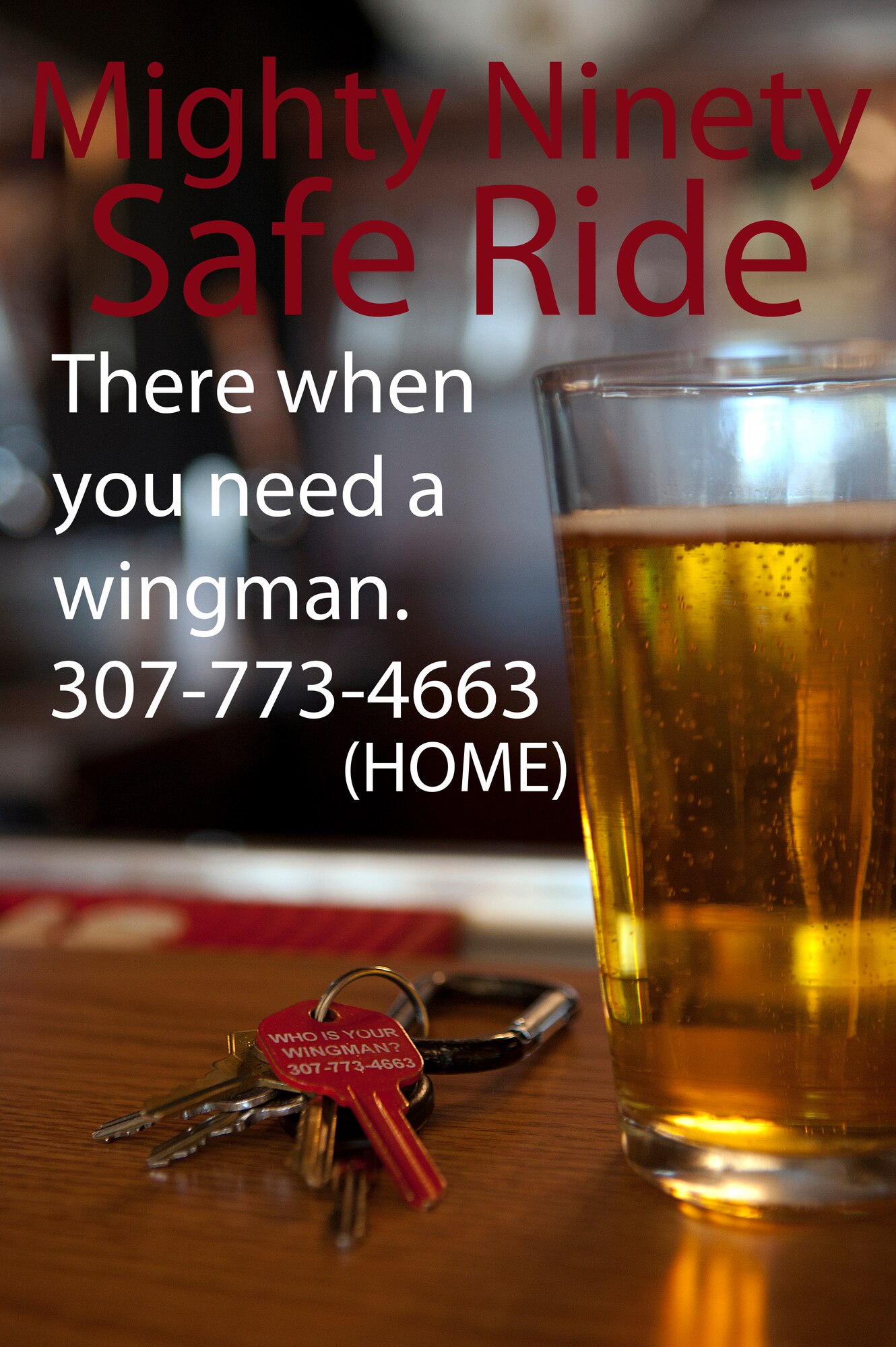 The Mighty Ninety Safe Ride Program was created Jan. 20, 2014, to provide free rides to Airmen in need. The volunteer-run program helps Airmen and dependents get home when impaired or when they feel they are in an unsafe situation. (U.S. Air Force graphic by A1C Brandon Valle/U.S. Air Force photo by Lan Kim)