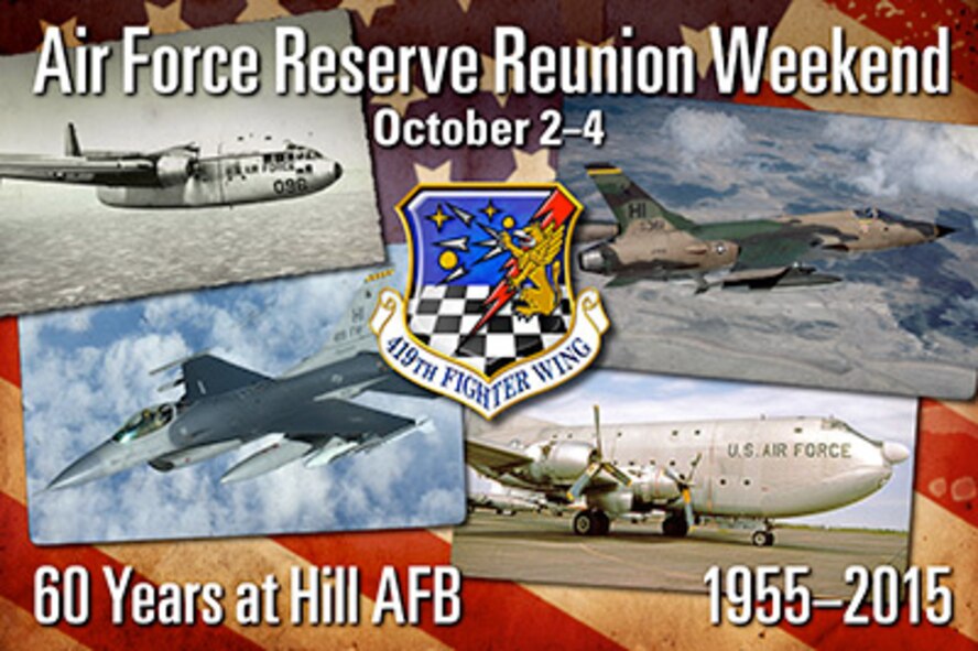 The 419th Fighter Wing will honor the Air Force Reserve’s remarkable 60-year legacy at Hill AFB during a reunion weekend October 2-4. (U.S. Air Force graphic/Kent Bingham)