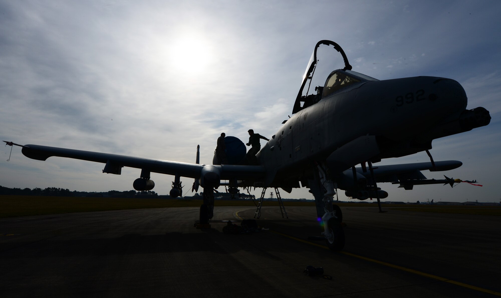 An A-10C Thunderbolt II rests on the flightline at Royal Air Force Lakenheath, England, March 13, 2015. The A-10s and Airmen are deployed out of Davis-Monthan Air Force Base, Ariz., as part of a Theater Security Package in support of Operation Atlantic Resolve. While deployed, they have conducted training alongside NATO allies to strengthen interoperability and demonstrate U.S. commitment to the security and stability of Europe. (U.S. Air Force photo by Airman 1st Class Erin R. Babis)