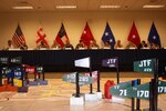 Leaders from across the Georgia Department of Defense and associated emergency management agencies conduct a rehearsal of concept drill during a hurricane readiness exercise.